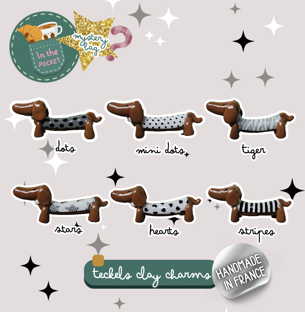 Pochette Mystère Charms Teckels - Thème Noir & Blanc
